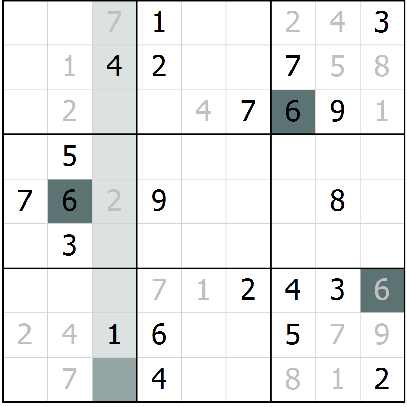 Position des candidats pour la solution de la Gr 1 page 4 du magazine de sudoku Virtuose n° 112