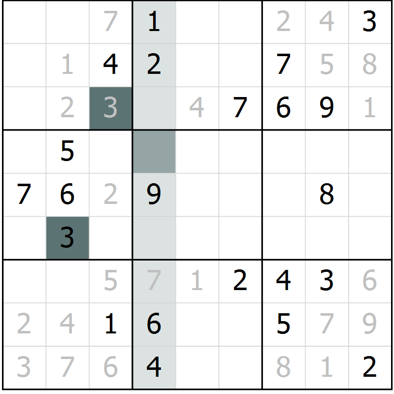 Position des candidats pour la solution de la Gr 1 page 4 du magazine de sudoku Virtuose n° 112