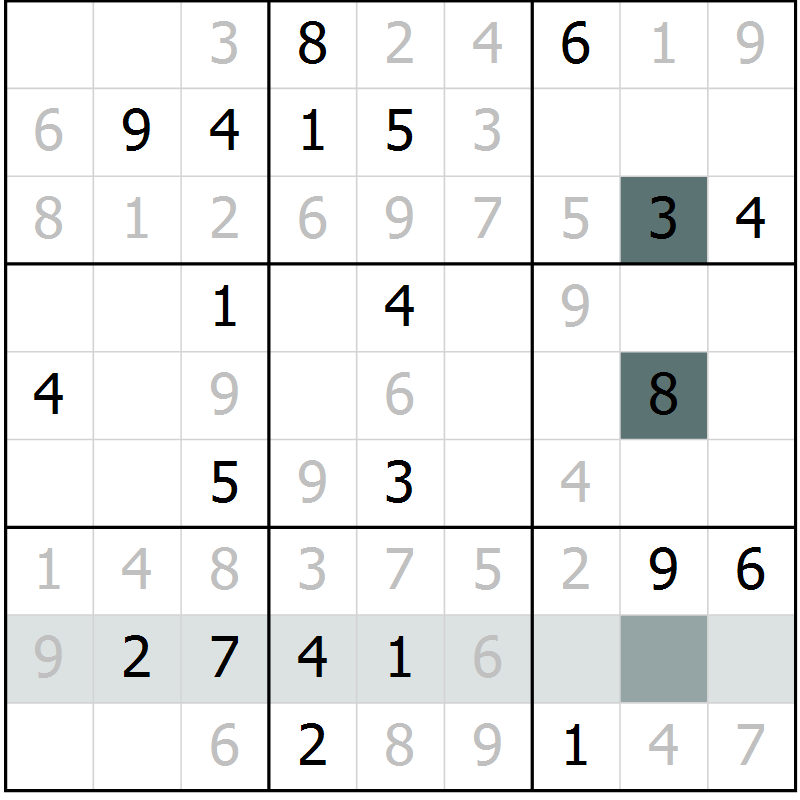 Position des candidats pour la solution de la Gr 10 page 13 du magazine de sudoku Virtuose n° 112