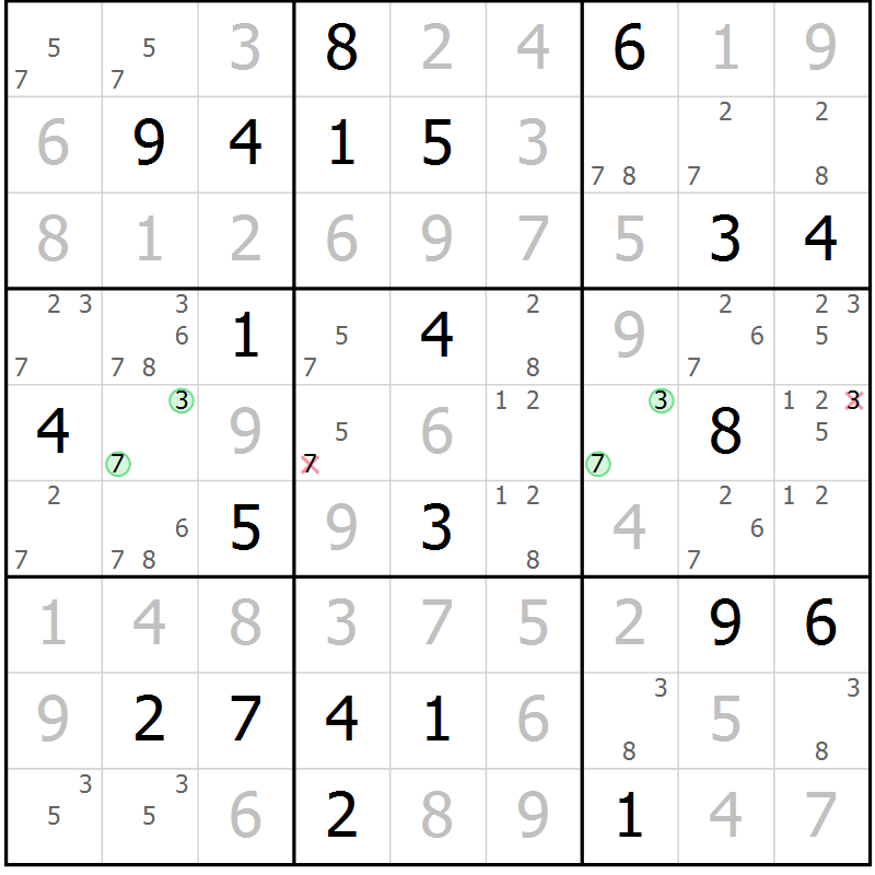 Position des candidats pour la solution de la Gr 10 page 13 du magazine de sudoku Virtuose n° 112