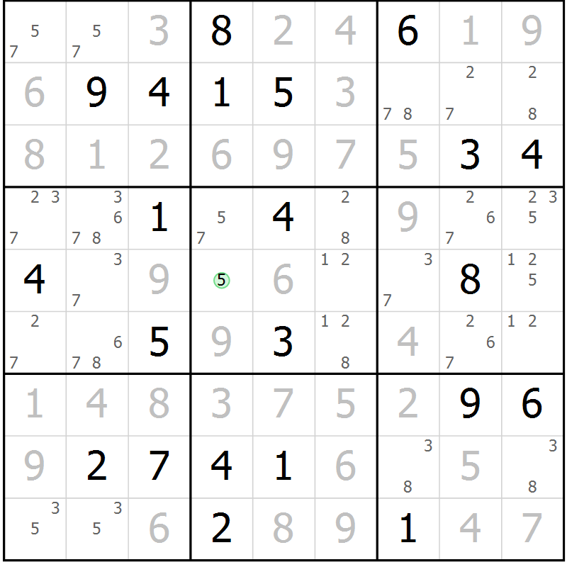 Position des candidats pour la solution de la Gr 10 page 13 du magazine de sudoku Virtuose n° 112