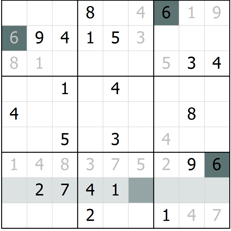 Position des candidats pour la solution de la Gr 10 page 13 du magazine de sudoku Virtuose n° 112