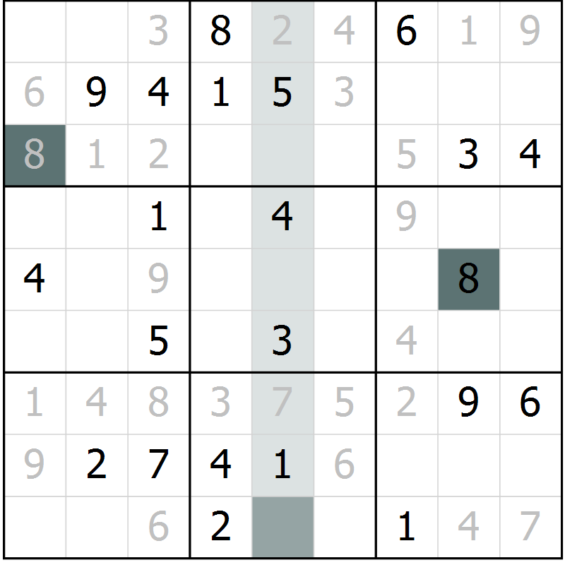 Position des candidats pour la solution de la Gr 10 page 13 du magazine de sudoku Virtuose n° 112