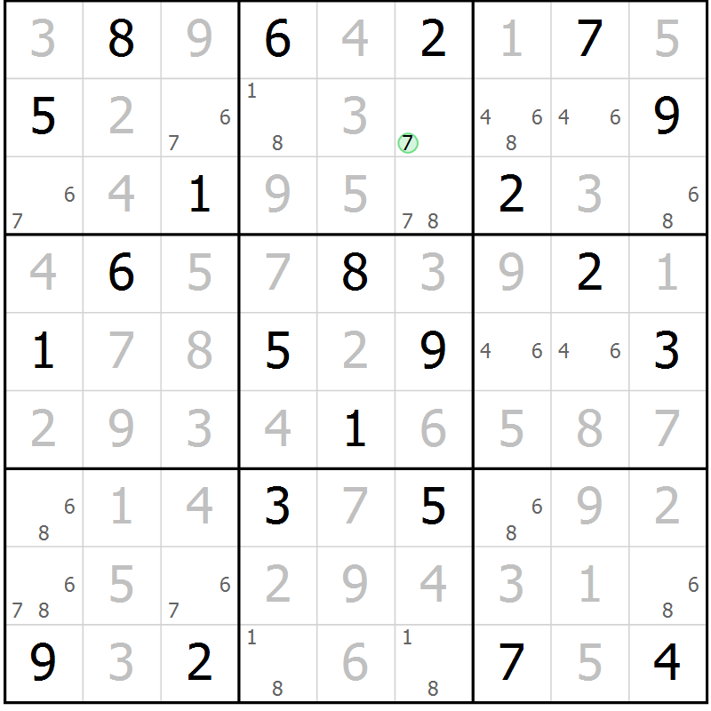 Position des candidats pour la solution de la Gr 11 page 14 du magazine de sudoku Virtuose n° 112