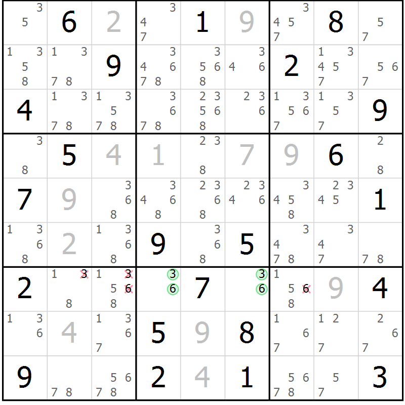 Position des candidats pour la solution de la Gr 12 page 15 du magazine de sudoku Virtuose n° 112