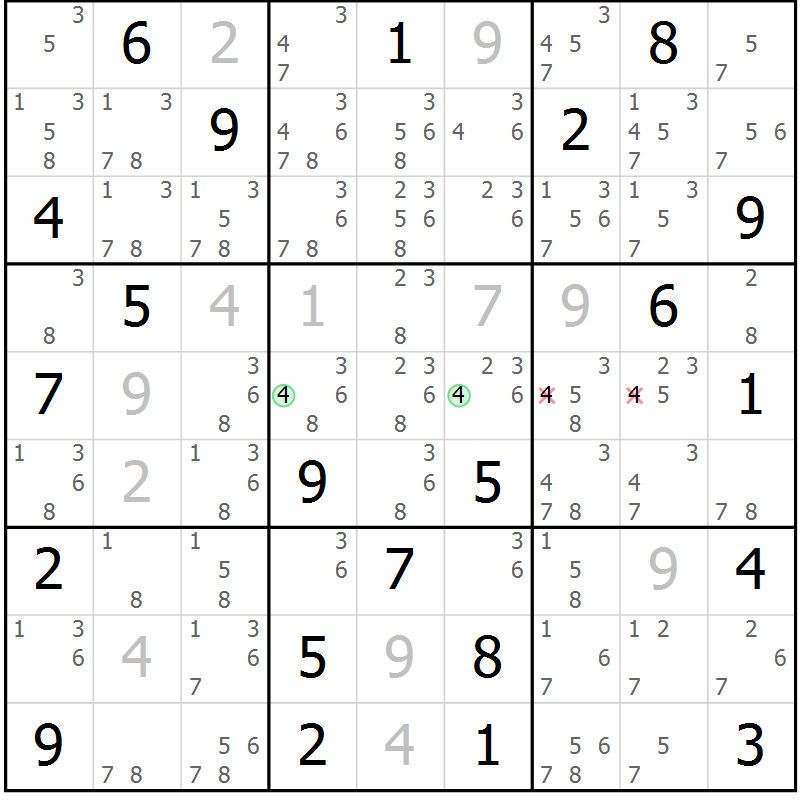 Position des candidats pour la solution de la Gr 12 page 15 du magazine de sudoku Virtuose n° 112