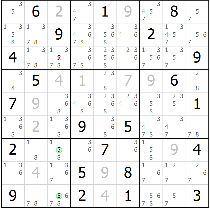 Position des candidats pour la solution de la Gr 12 page 15 du magazine de sudoku Virtuose n° 112