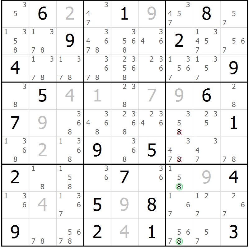 Position des candidats pour la solution de la Gr 12 page 15 du magazine de sudoku Virtuose n° 112