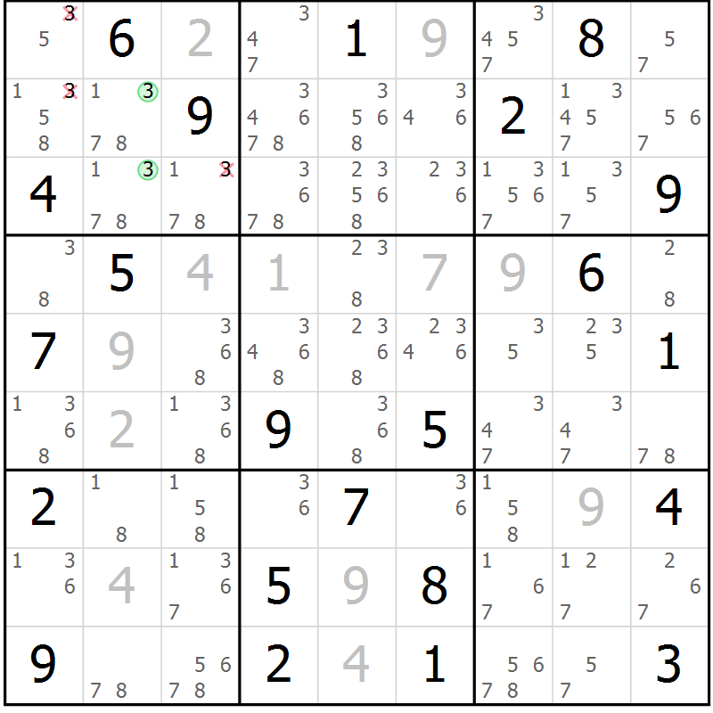Position des candidats pour la solution de la Gr 12 page 15 du magazine de sudoku Virtuose n° 112