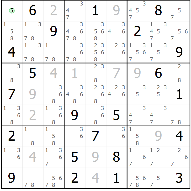 Position des candidats pour la solution de la Gr 12 page 15 du magazine de sudoku Virtuose n° 112