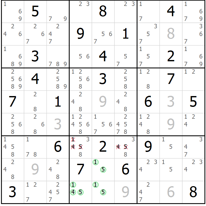 Position des candidats pour la solution de la Gr 13 page 16 du magazine de sudoku Virtuose n° 112