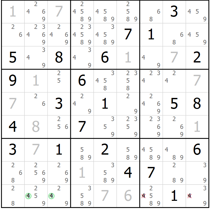 Position des candidats pour la solution de la Gr 14 page 17 du magazine de sudoku Virtuose n° 112