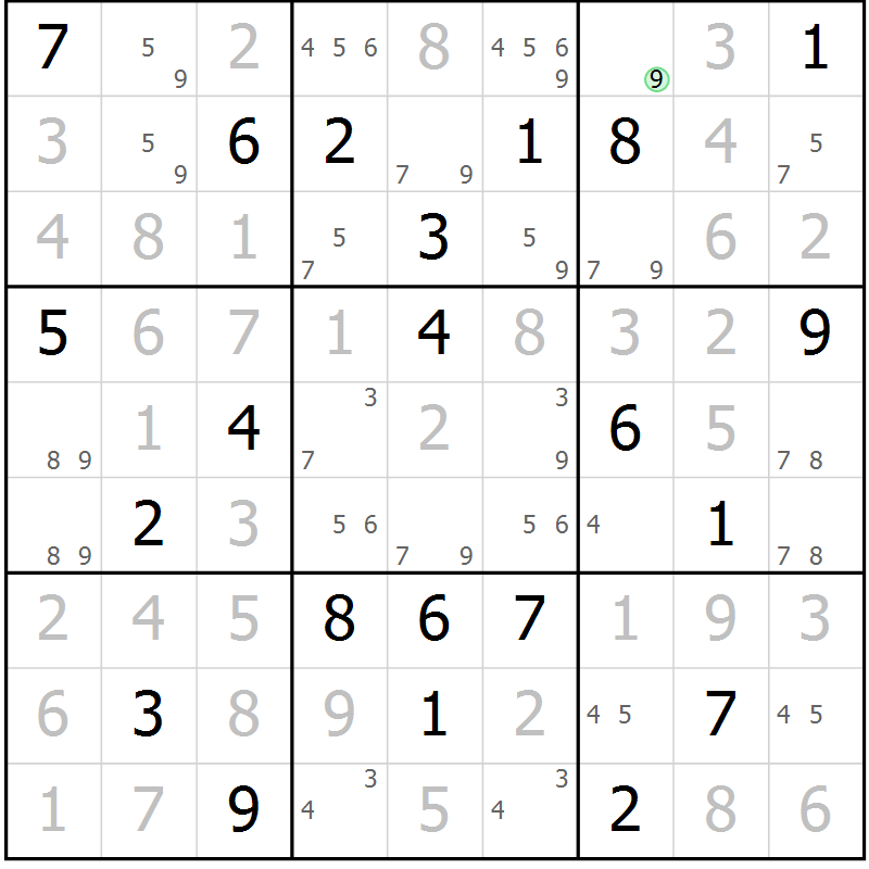 Position des candidats pour la solution de la Gr 15 page 18 du magazine de sudoku Virtuose n° 112