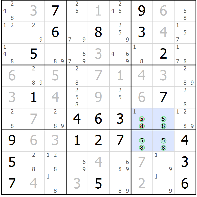 Position des candidats pour la solution de la Gr 16 page 19 du magazine de sudoku Virtuose n° 112