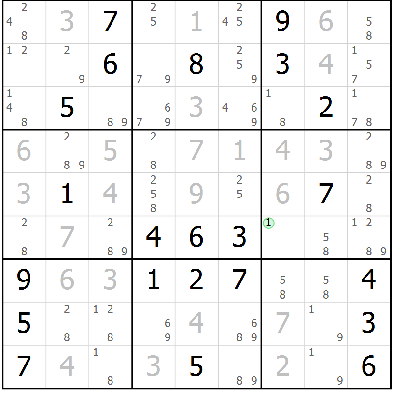 Position des candidats pour la solution de la Gr 16 page 19 du magazine de sudoku Virtuose n° 112
