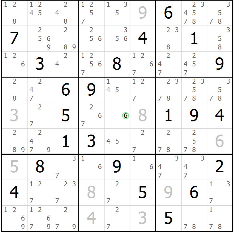 Position des candidats pour la solution de la Gr 17 page 20 du magazine de sudoku Virtuose n° 112
