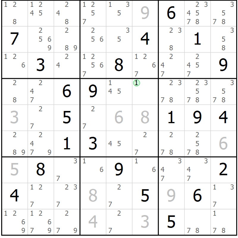 Position des candidats pour la solution de la Gr 17 page 20 du magazine de sudoku Virtuose n° 112