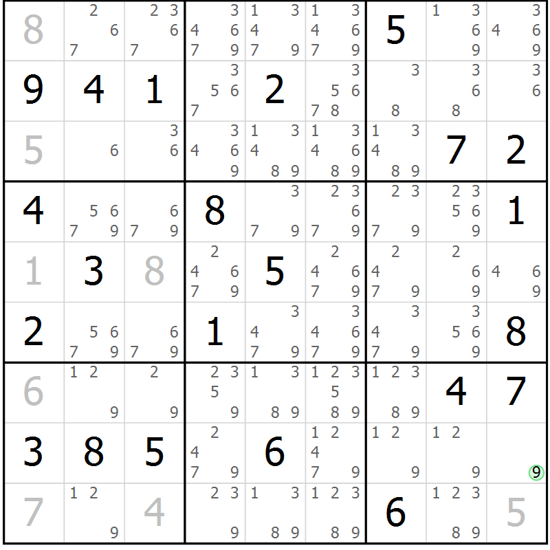 Position des candidats pour la solution de la Gr 19 page 22 du magazine de sudoku Virtuose n° 112