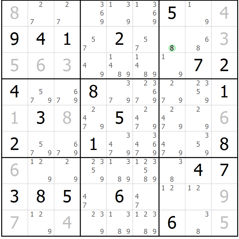 Position des candidats pour la solution de la Gr 19 page 22 du magazine de sudoku Virtuose n° 112
