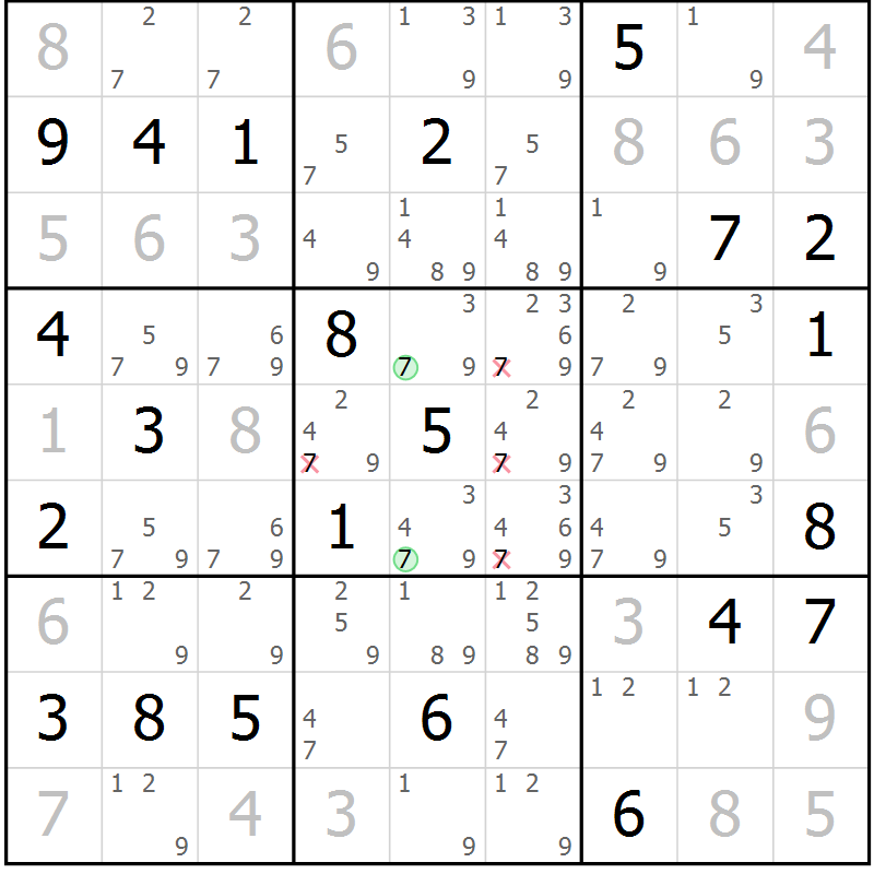 Position des candidats pour la solution de la Gr 19 page 22 du magazine de sudoku Virtuose n° 112