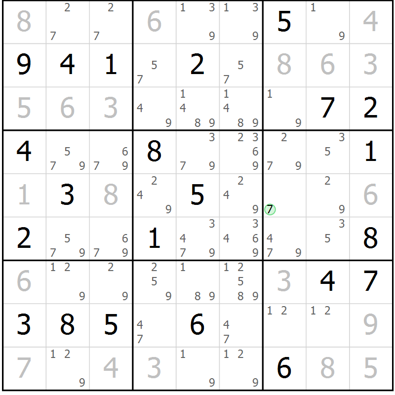 Position des candidats pour la solution de la Gr 19 page 22 du magazine de sudoku Virtuose n° 112