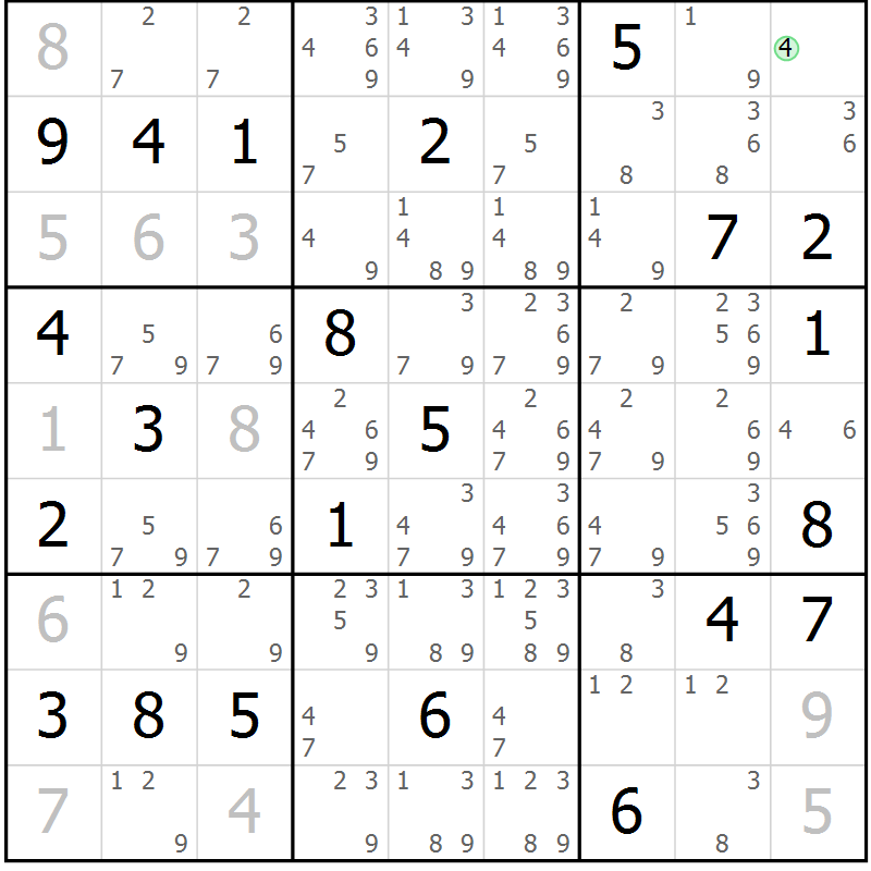 Position des candidats pour la solution de la Gr 19 page 22 du magazine de sudoku Virtuose n° 112