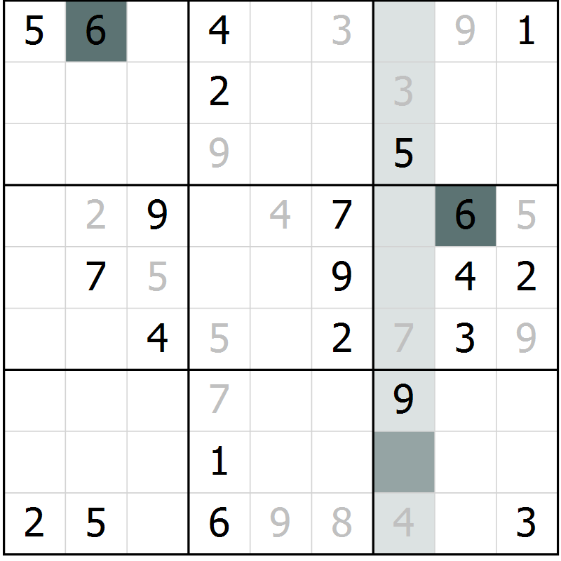 Position des candidats pour la solution de la Gr 2 page 5 du magazine de sudoku Virtuose n° 112