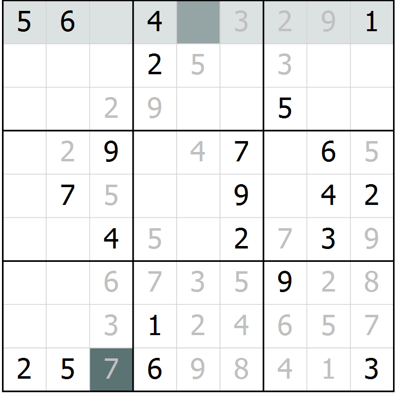 Position des candidats pour la solution de la Gr 2 page 5 du magazine de sudoku Virtuose n° 112