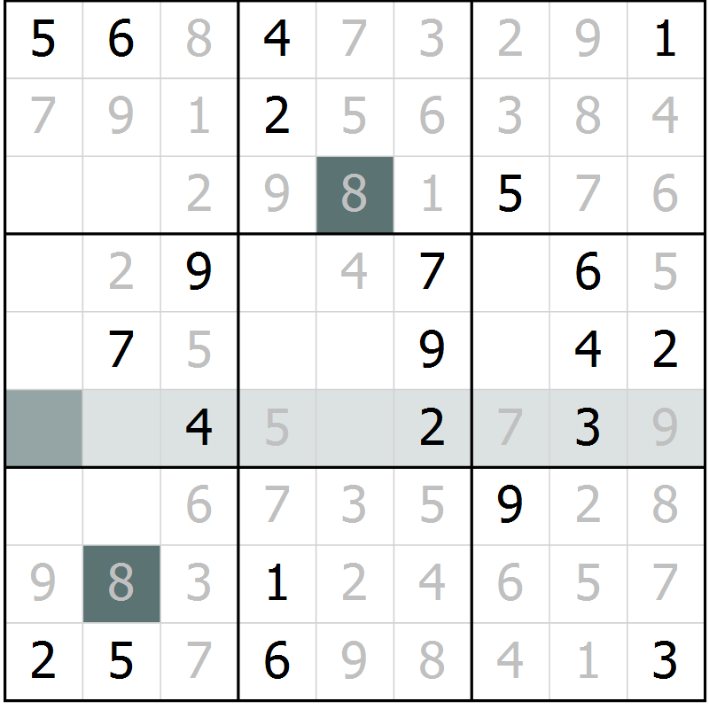 Position des candidats pour la solution de la Gr 2 page 5 du magazine de sudoku Virtuose n° 112