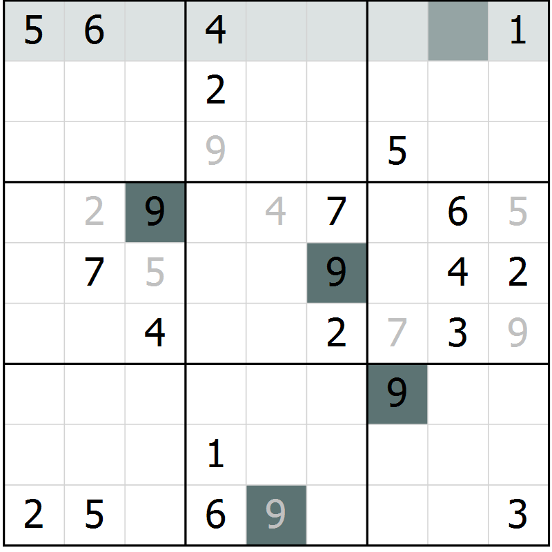Position des candidats pour la solution de la Gr 2 page 5 du magazine de sudoku Virtuose n° 112