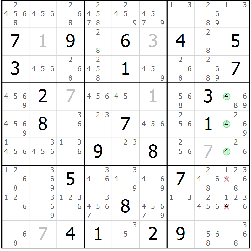 Position des candidats pour la solution de la Gr 20 page 23 du magazine de sudoku Virtuose n° 112