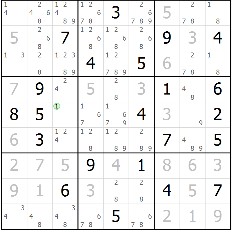 Position des candidats pour la solution de la Gr 21 page 24 du magazine de sudoku Virtuose n° 112