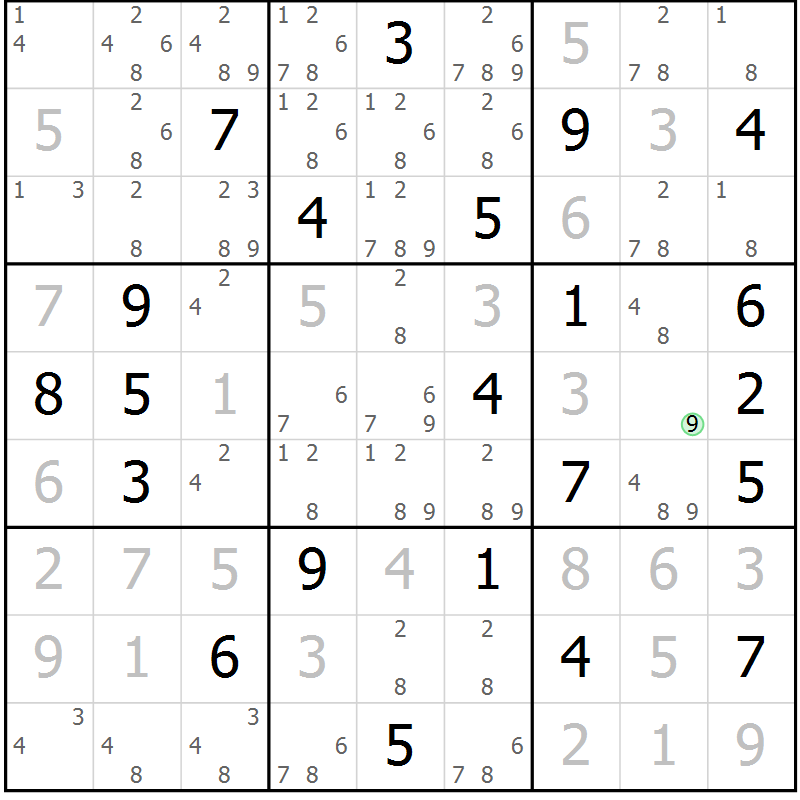 Position des candidats pour la solution de la Gr 21 page 24 du magazine de sudoku Virtuose n° 112