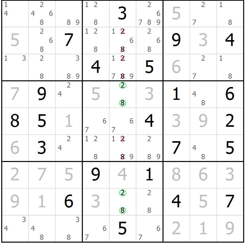 Position des candidats pour la solution de la Gr 21 page 24 du magazine de sudoku Virtuose n° 112