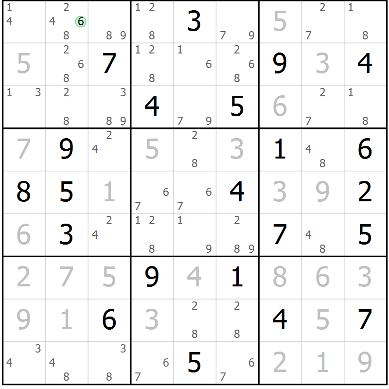 Position des candidats pour la solution de la Gr 21 page 24 du magazine de sudoku Virtuose n° 112