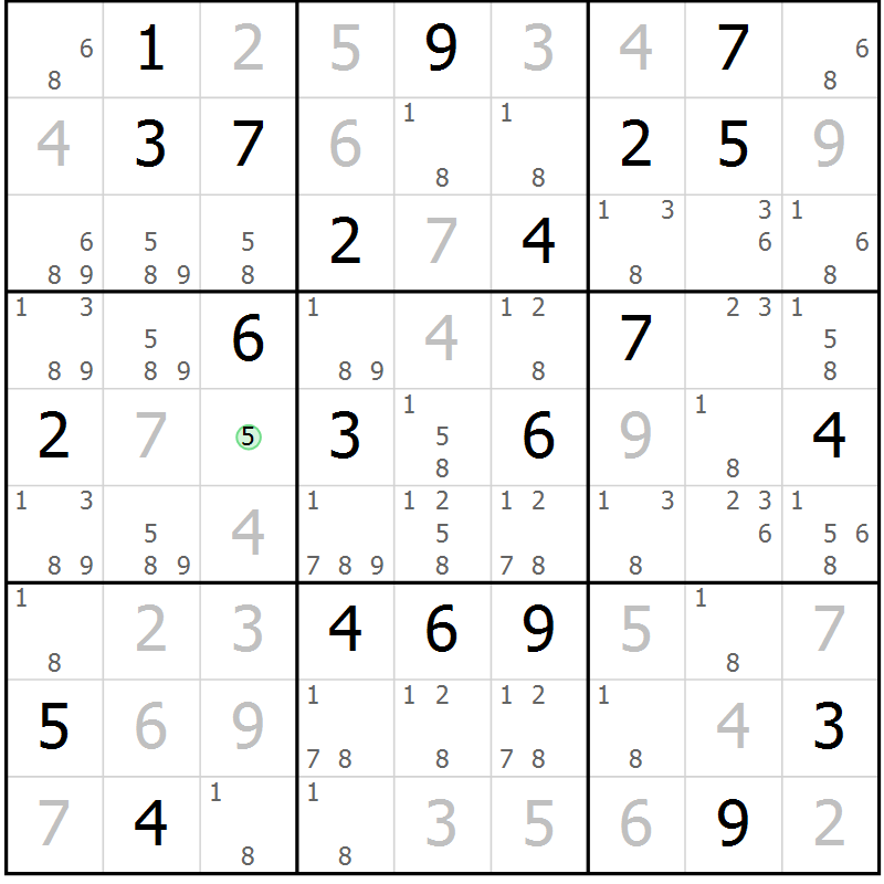 Position des candidats pour la solution de la Gr 22 page 25 du magazine de sudoku Virtuose n° 112
