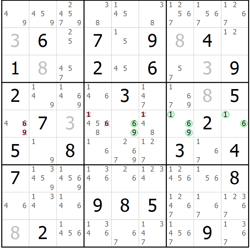Position des candidats pour la solution de la Gr 24 page 27 du magazine de sudoku Virtuose n° 112