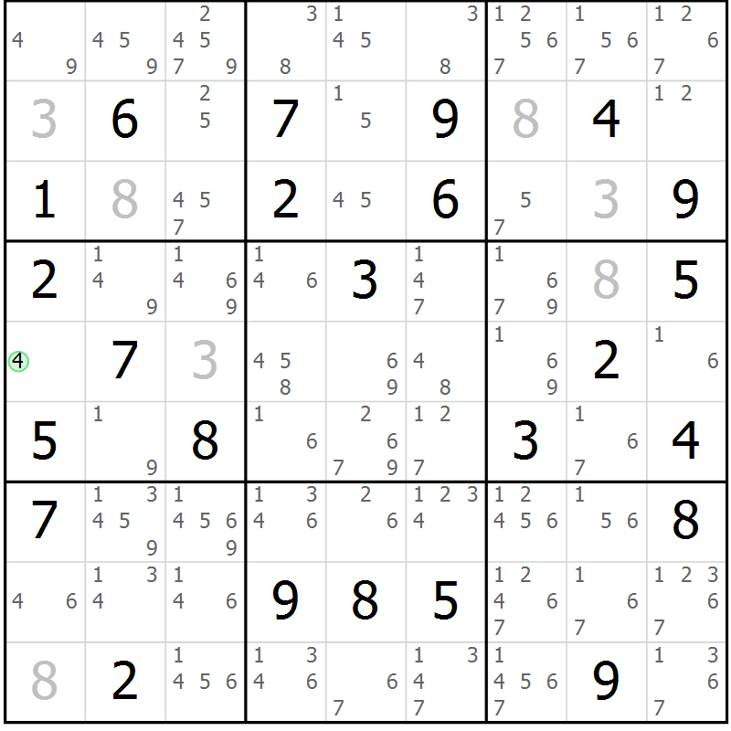 Position des candidats pour la solution de la Gr 24 page 27 du magazine de sudoku Virtuose n° 112