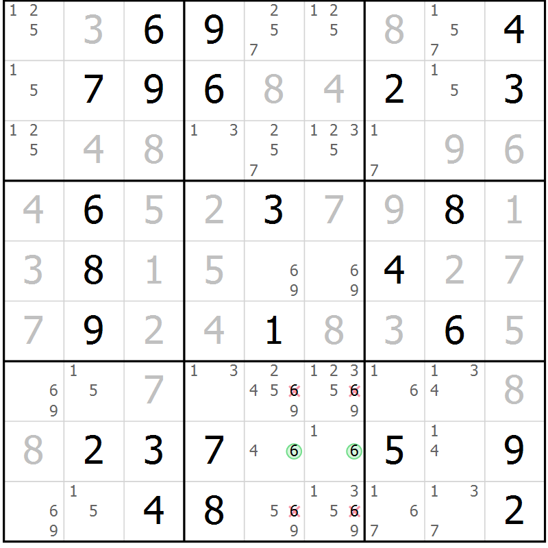 Position des candidats pour la solution de la Gr 25 page 28 du magazine de sudoku Virtuose n° 112