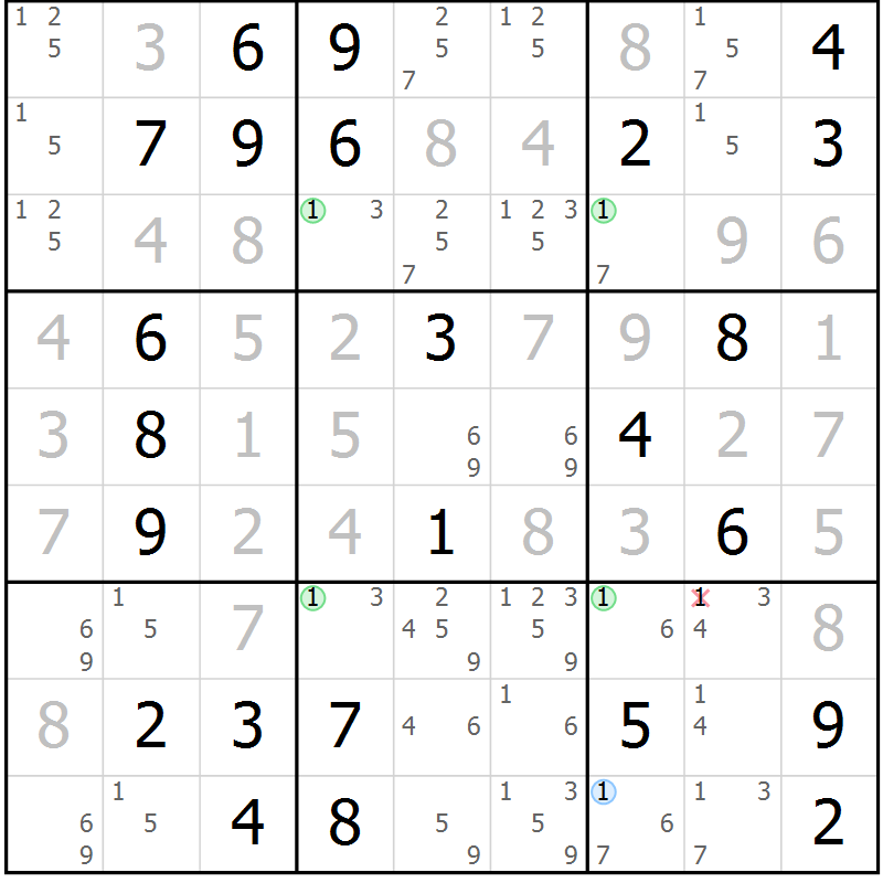 Position des candidats pour la solution de la Gr 25 page 28 du magazine de sudoku Virtuose n° 112