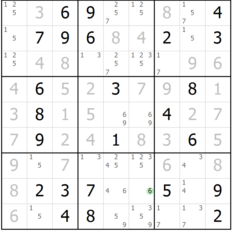 Position des candidats pour la solution de la Gr 25 page 28 du magazine de sudoku Virtuose n° 112