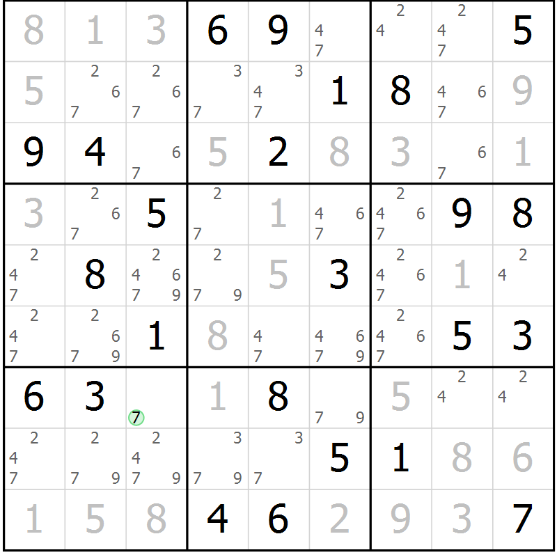 Position des candidats pour la solution de la Gr 26 page 29 du magazine de sudoku Virtuose n° 112