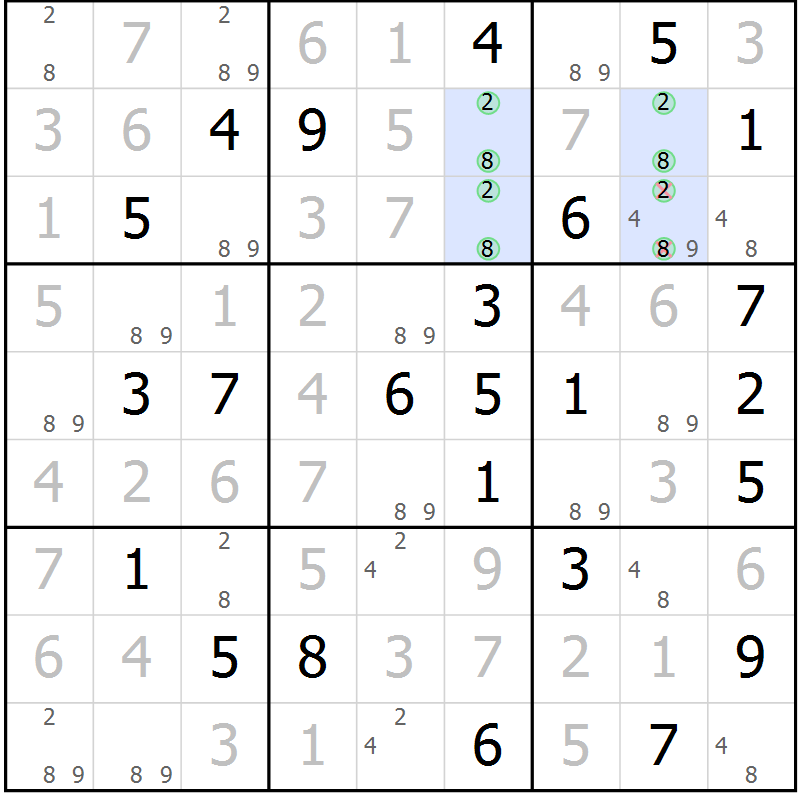 Position des candidats pour la solution de la Gr 27 page 30 du magazine de sudoku Virtuose n° 112