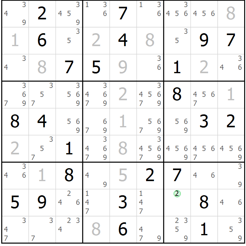 Position des candidats pour la solution de la Gr 28 page 31 du magazine de sudoku Virtuose n° 112