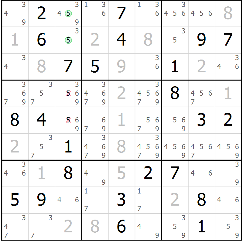 Position des candidats pour la solution de la Gr 28 page 31 du magazine de sudoku Virtuose n° 112