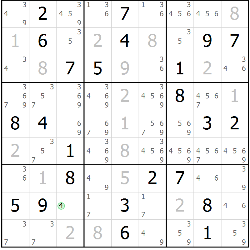 Position des candidats pour la solution de la Gr 28 page 31 du magazine de sudoku Virtuose n° 112