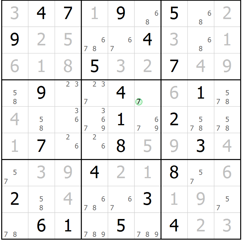 Position des candidats pour la solution de la Gr 29 page 32 du magazine de sudoku Virtuose n° 112