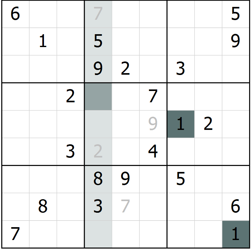 Position des candidats pour la solution de la Gr 3 page 6 du magazine de sudoku Virtuose n° 112