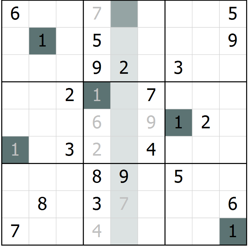 Position des candidats pour la solution de la Gr 3 page 6 du magazine de sudoku Virtuose n° 112