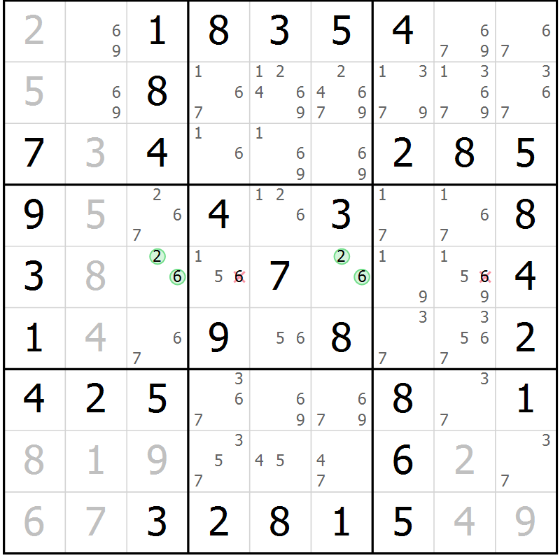 Position des candidats pour la solution de la Gr 30 page 33 du magazine de sudoku Virtuose n° 112